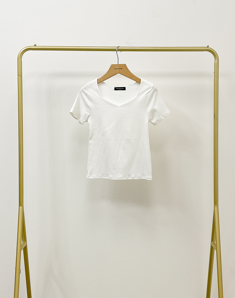 MIT MINIMALIST ELEGANCE COTTON-FEEL SQUARE NECK TEE
