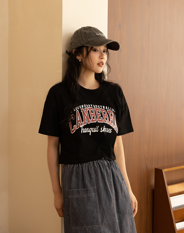 STREET STYLE COLORBLOCK LETTERING T-SHIRT
