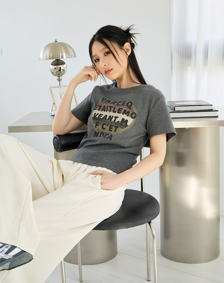 VINTAGE LETTER PRINT T-SHIRT
