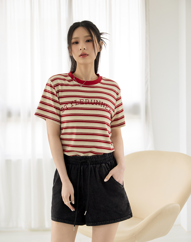 AMERICAN CLASSIC STRIPED LETTER T-SHIRT