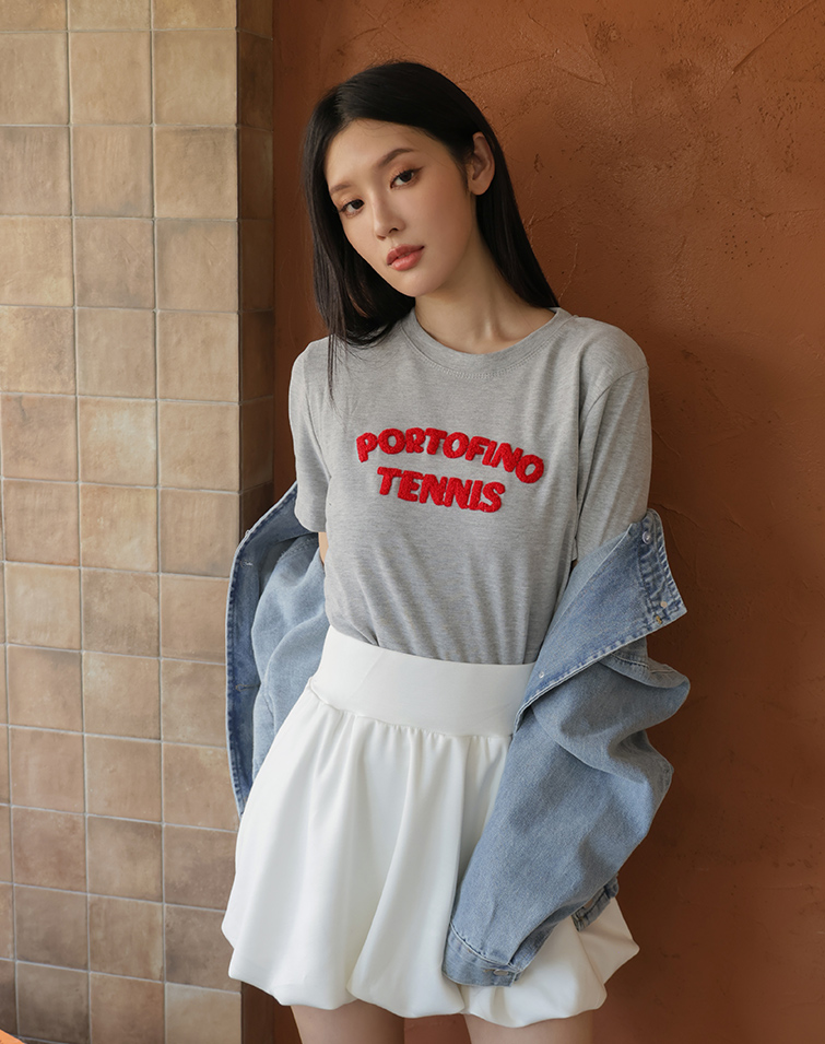 3D TERRY EMBROIDERED LETTER TEE