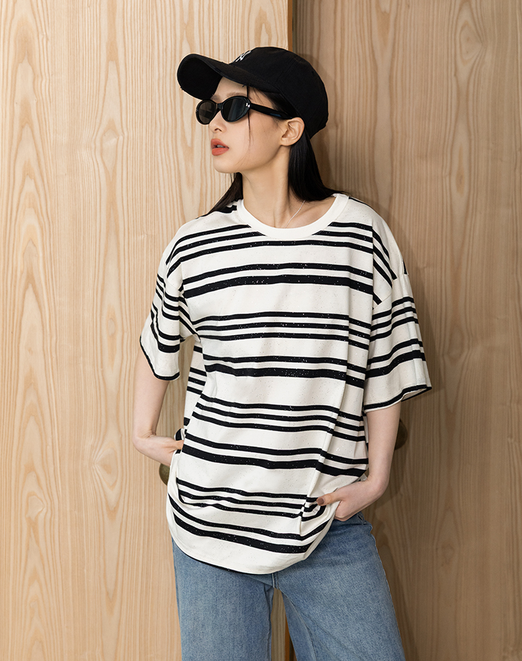 SPARKLE STRIPED SHORT-SLEEVE TEE