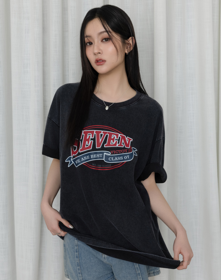 WASHED VINTAGE LETTER PRINT TEE