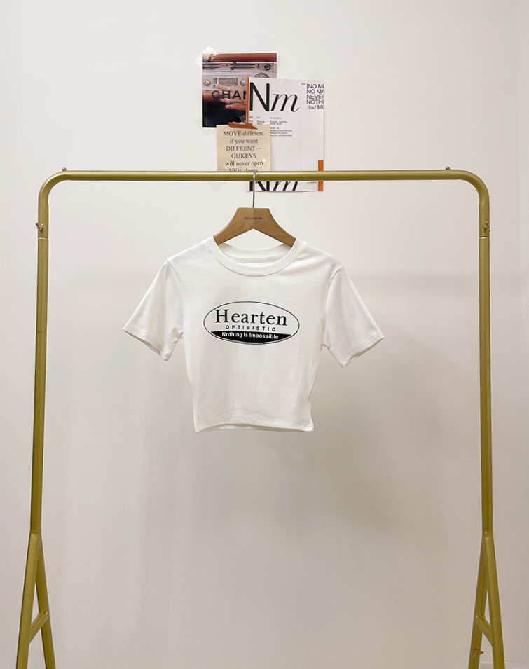 HEARTEN COLOR BLOCK ENGLISH TEXT T-SHIRT