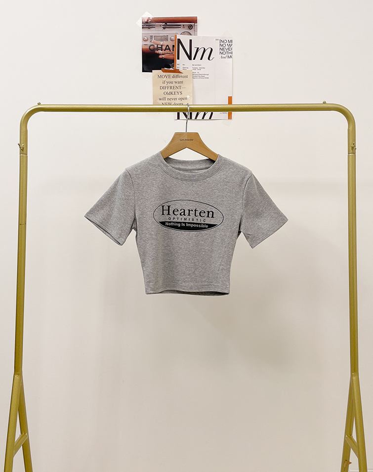 HEARTEN COLOR BLOCK ENGLISH TEXT T-SHIRT