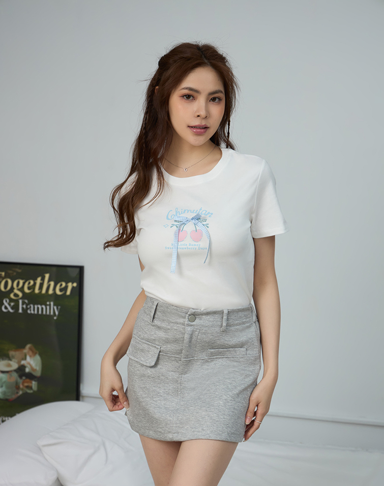 SWEET CHERRY BOW SHORT-SLEEVE T-SHIRT