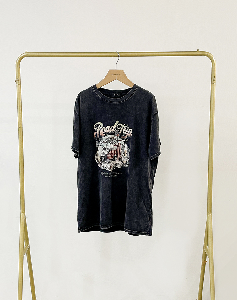 CASUAL WASHED AMERICAN VACATION T-SHIRT