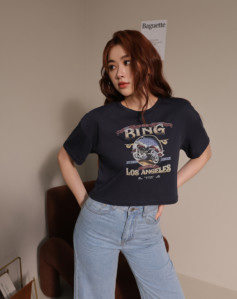 VINTAGE DISTRESSED MOTORCYCLE PRINT TEE