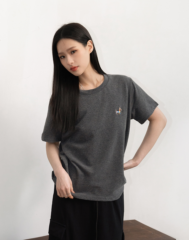 MINI PONY EMBROIDERED COTTON TEE