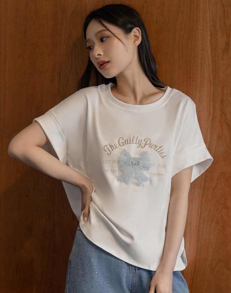 3D BOW SOFT COTTON TEE