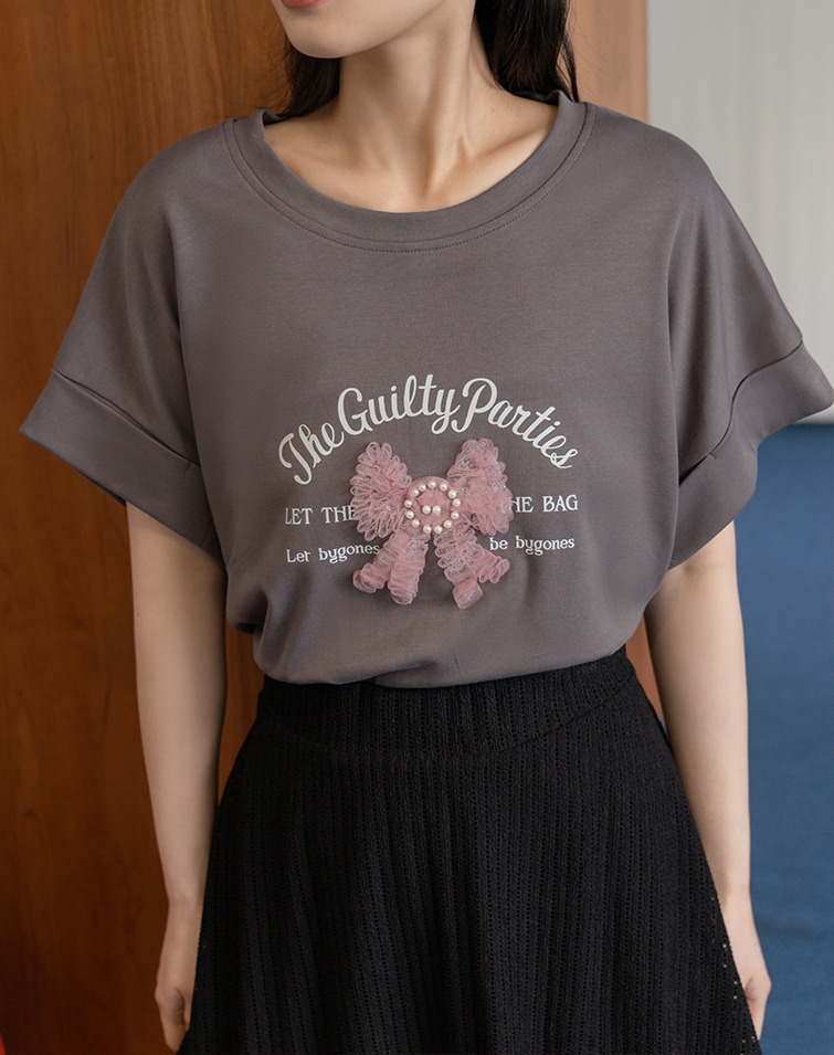 3D BOW SOFT COTTON TEE