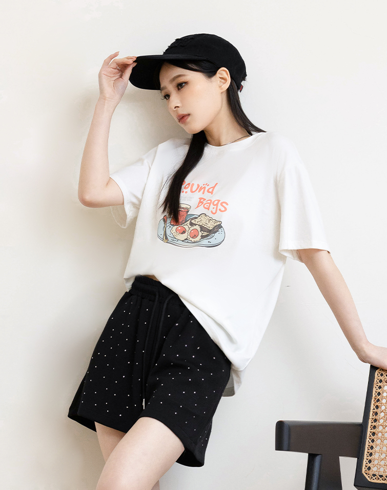 VINTAGE LAZY BREAKFAST PRINT GRAPHIC TEE