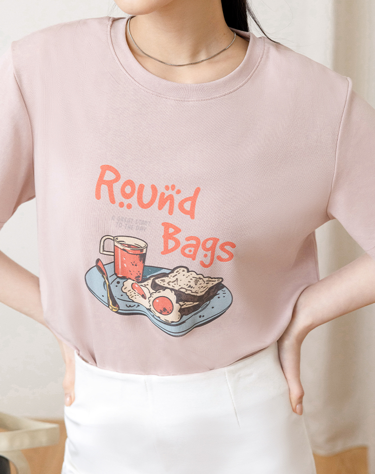 VINTAGE LAZY BREAKFAST PRINT GRAPHIC TEE