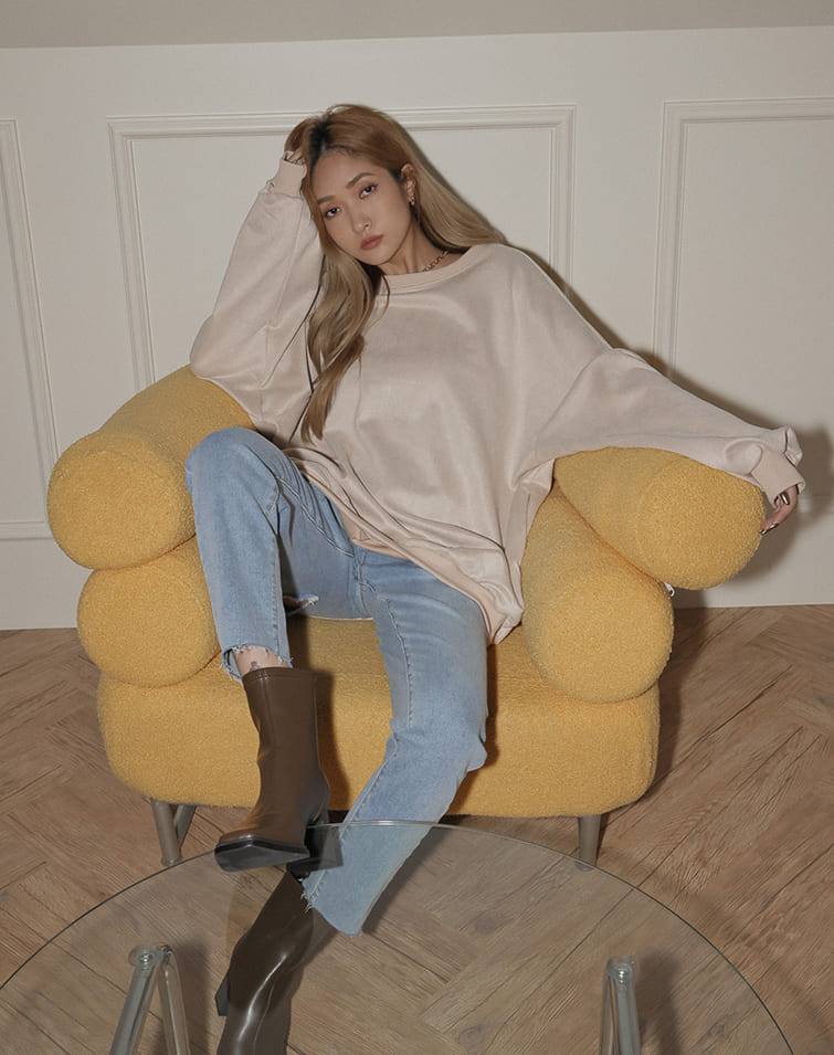 EARTH TONE SUEDE LONG SWEATER