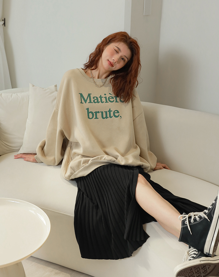 MIT LETTERING PRINT POCKETS SWEATER
