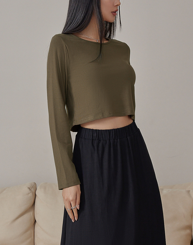 MODAL STRETCHY BASIC LONG SLEEVES TEE