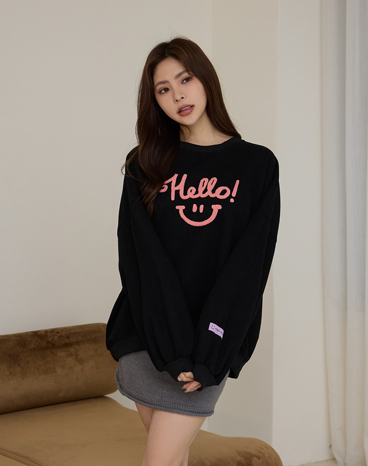 PLAYFUL SMILE FLOCKED SWEATSHIRT