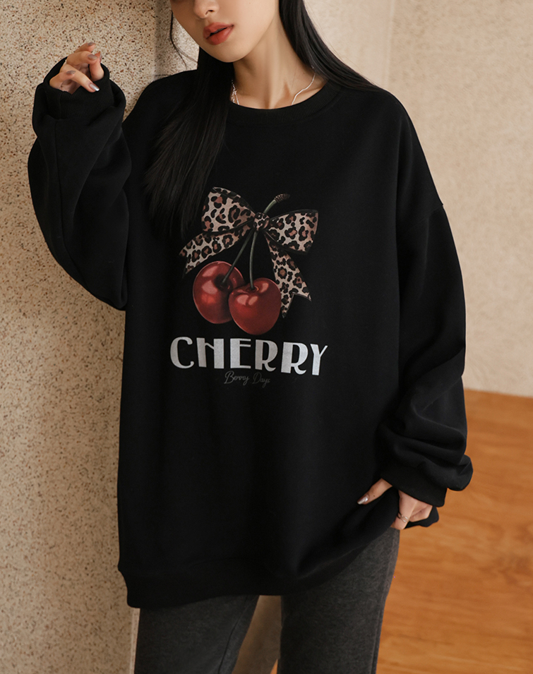 LEOPARD-PRINT CHERRY SWEATSHIRT