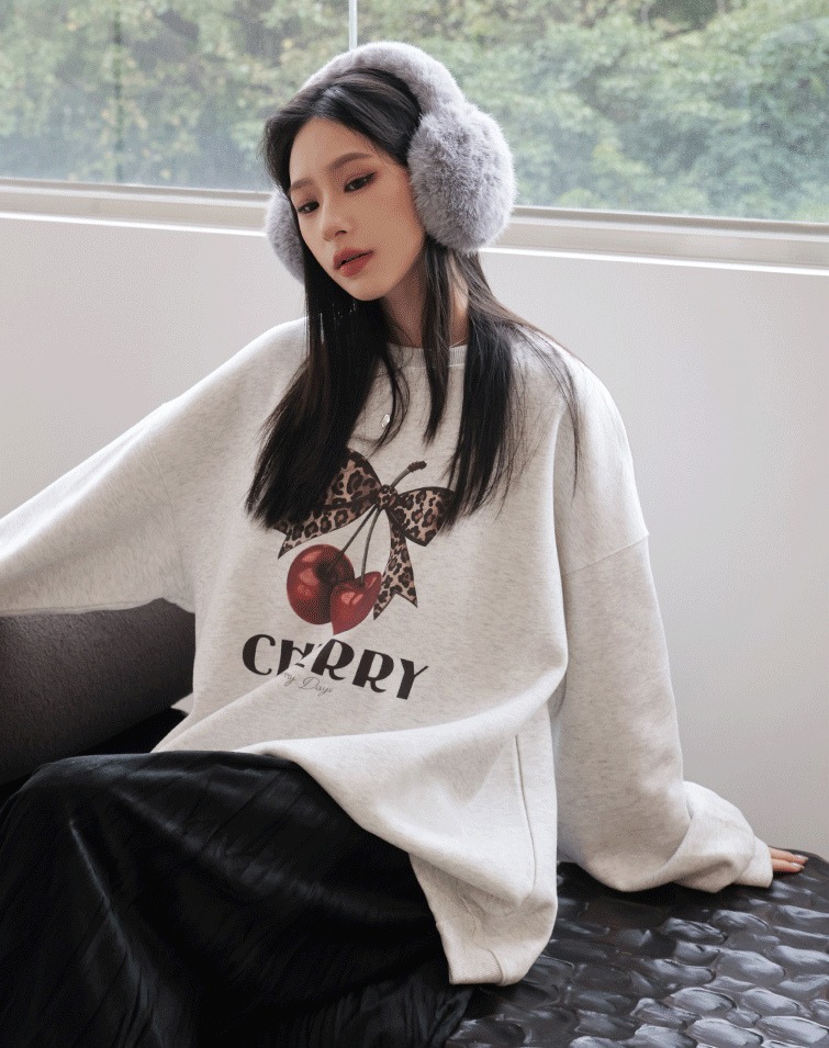 LEOPARD-PRINT CHERRY SWEATSHIRT