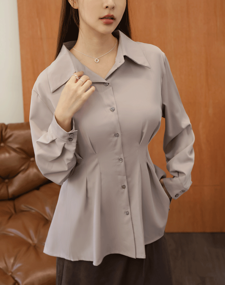 FRENCH ELEGANT RUCHED WAIST SHIRT