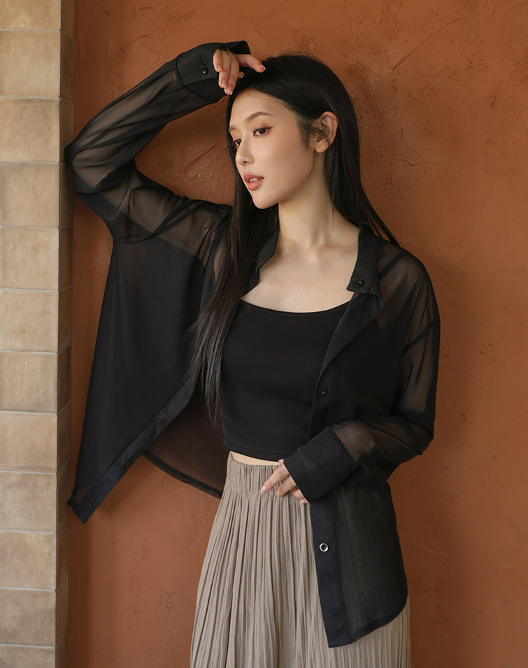 LIGHT MIST HIGH-NECK LONG-SLEEVE SHIRT