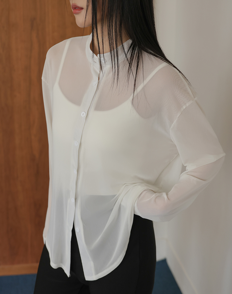LIGHT MIST HIGH-NECK LONG-SLEEVE SHIRT