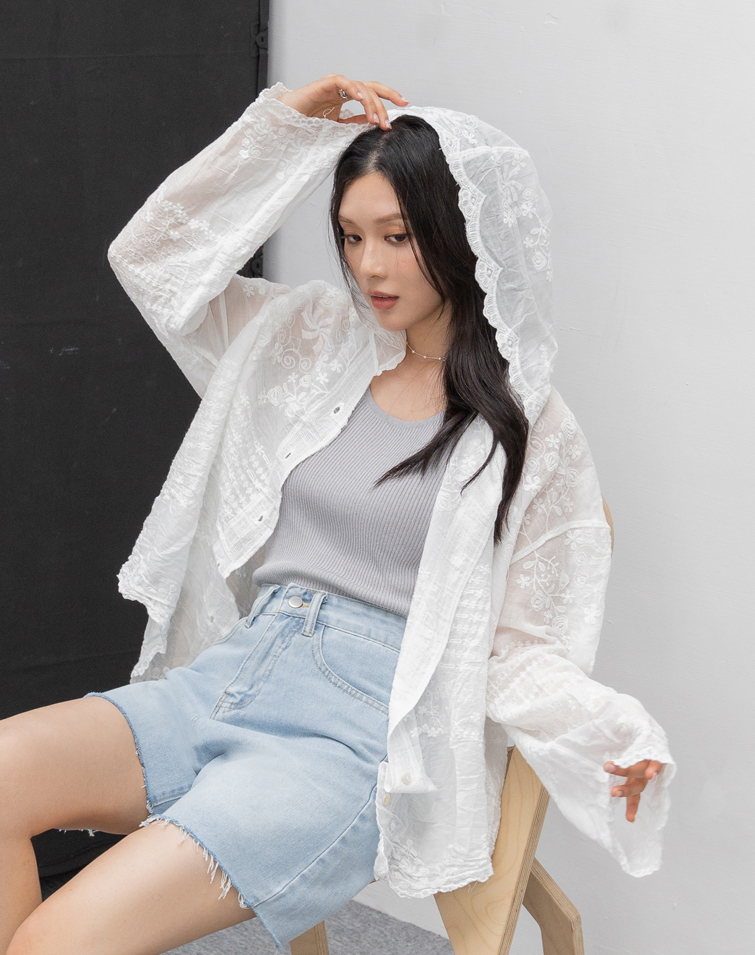 LUXE JACQUARD COLLARED BLOUSE