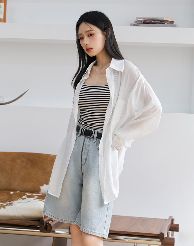 MACARON COLOR LAPEL LONG SLEEVE SHIRT