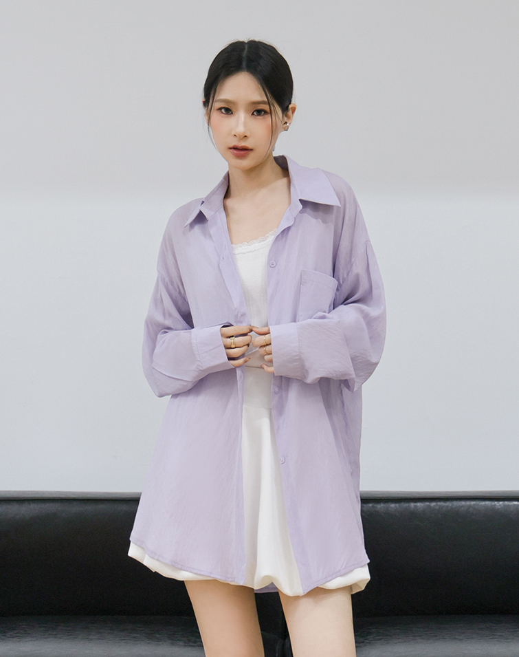 MACARON COLOR LAPEL LONG SLEEVE SHIRT