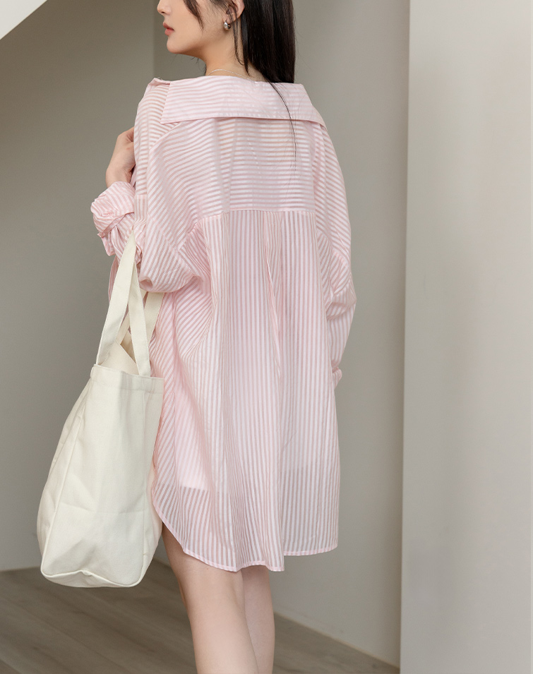 LIGHTWEIGHT STRIPED COLLAR SHIRT