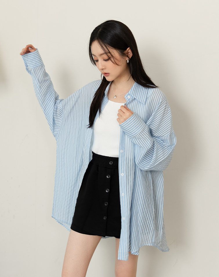 LIGHTWEIGHT STRIPED COLLAR SHIRT