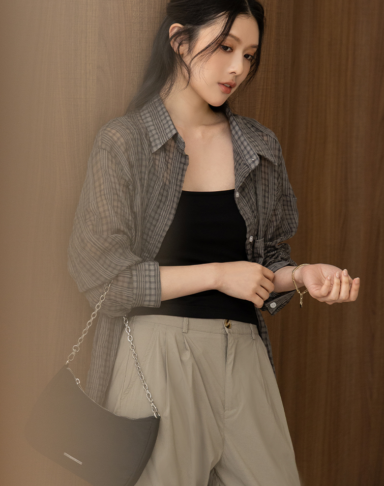 MISTY CHECK LAPEL SHIRT
