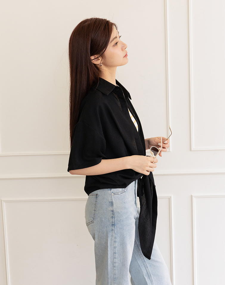 COOLING TIE-WAIST SHORT SHIRT