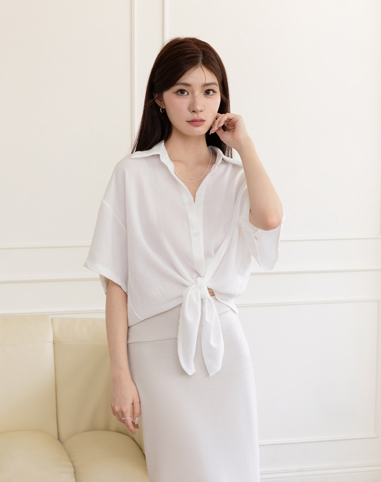 COOLING TIE-WAIST SHORT SHIRT