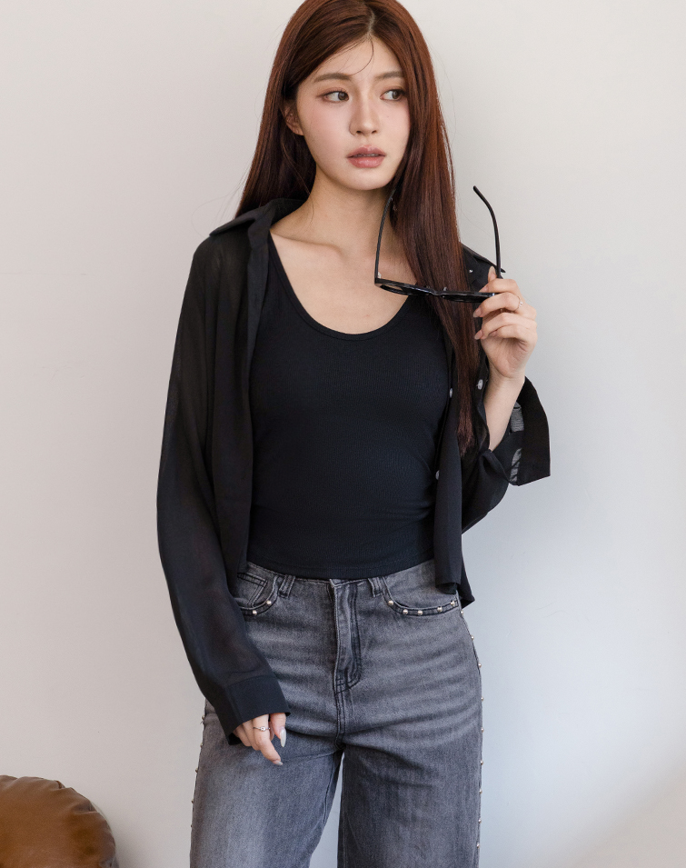 VERSATILE SHEER LONG-SLEEVE SHIRT