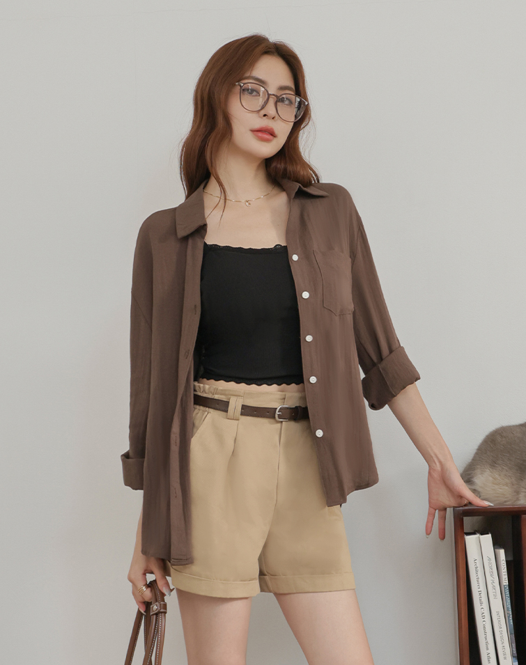 FINE LINEN WEAVE LAPEL SHIRT