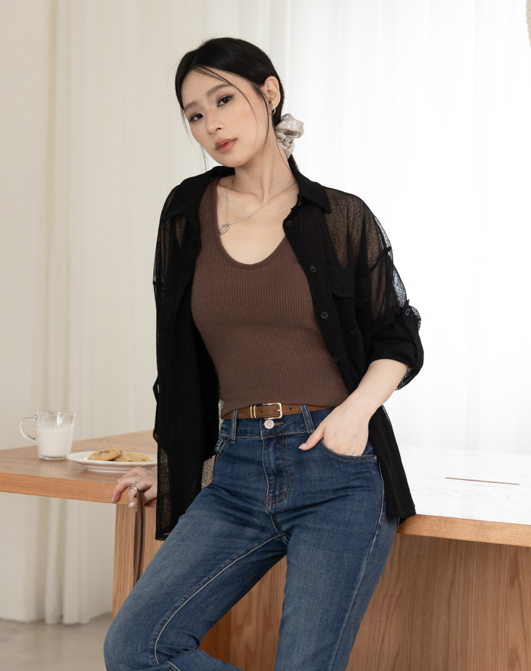 SHEER LONG-SLEEVE SHIRT