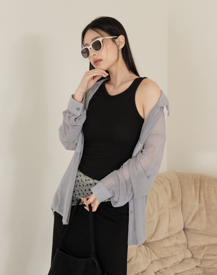 SHEER LONG-SLEEVE SHIRT