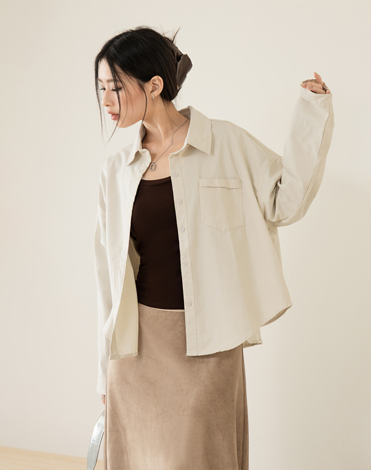 SOFT-SUEDED LAPEL SHIRT