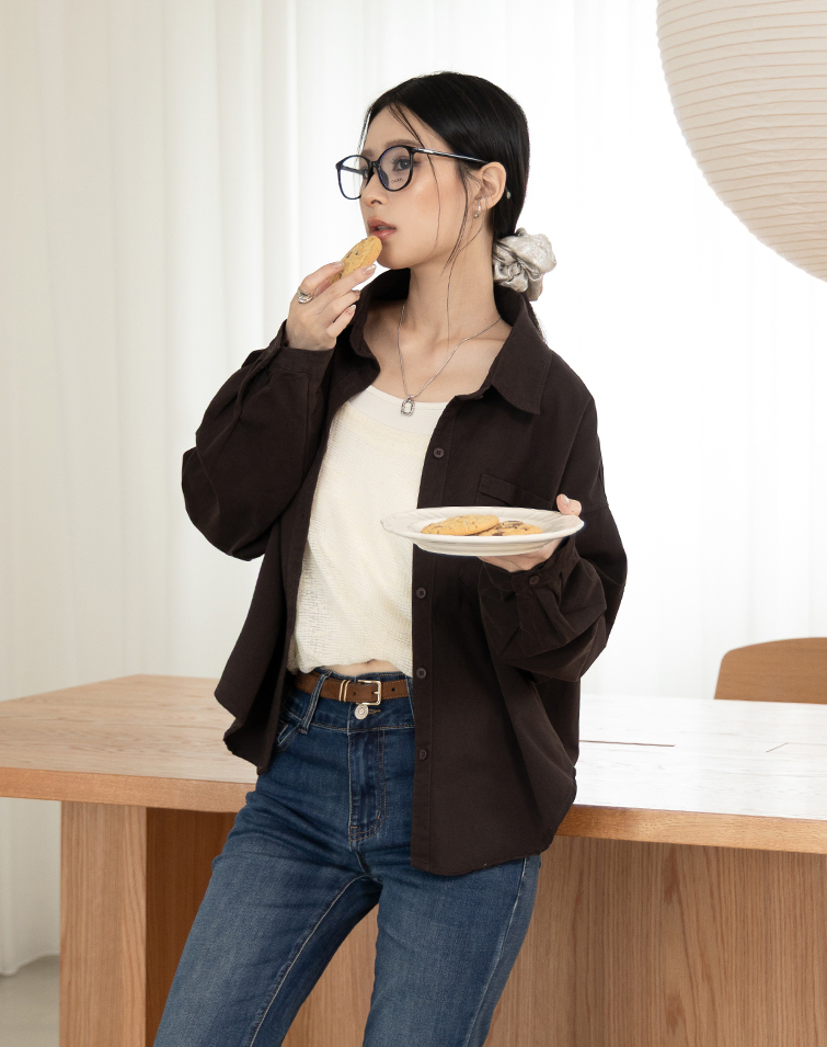 SOFT-SUEDED LAPEL SHIRT
