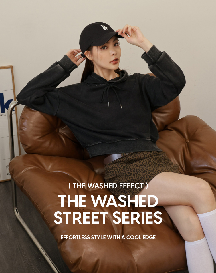 BASIC CROPPED WASHED HOODIE