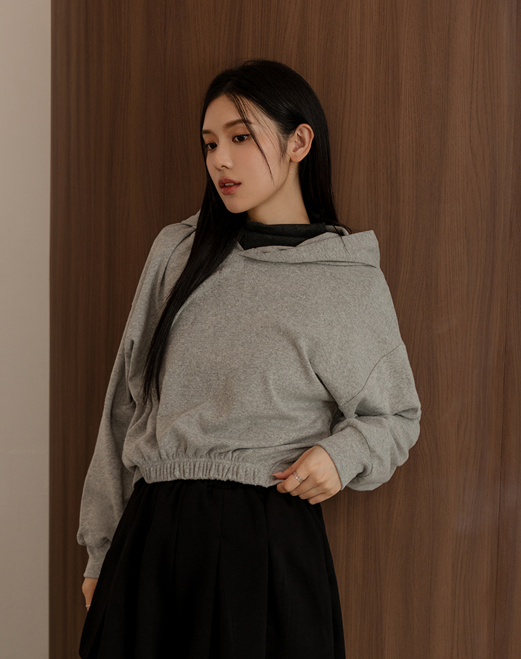 MIT SOFT-FLEECE DRAWSTRING WAIST HOODED TOP