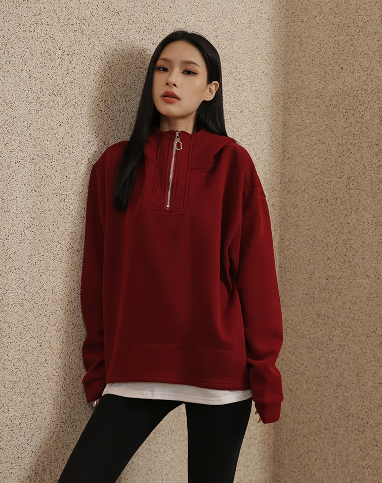 FLEECE FAUX LAYERED HOODIE