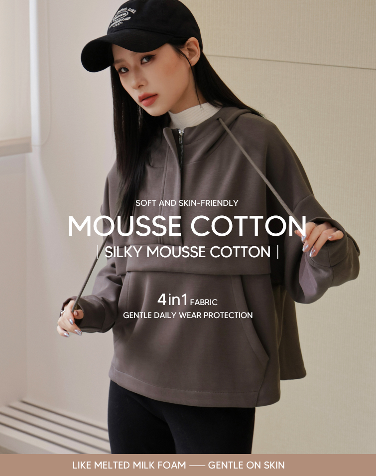 SILKY HOODED LONG-SLEEVE TOP