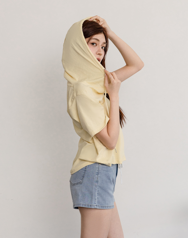 SOFT-COTTON BUTTON HOODED TOP