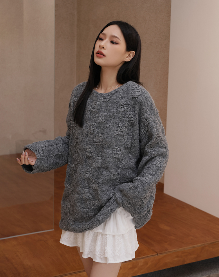 TEXTURED PATCHWORK SWEATER