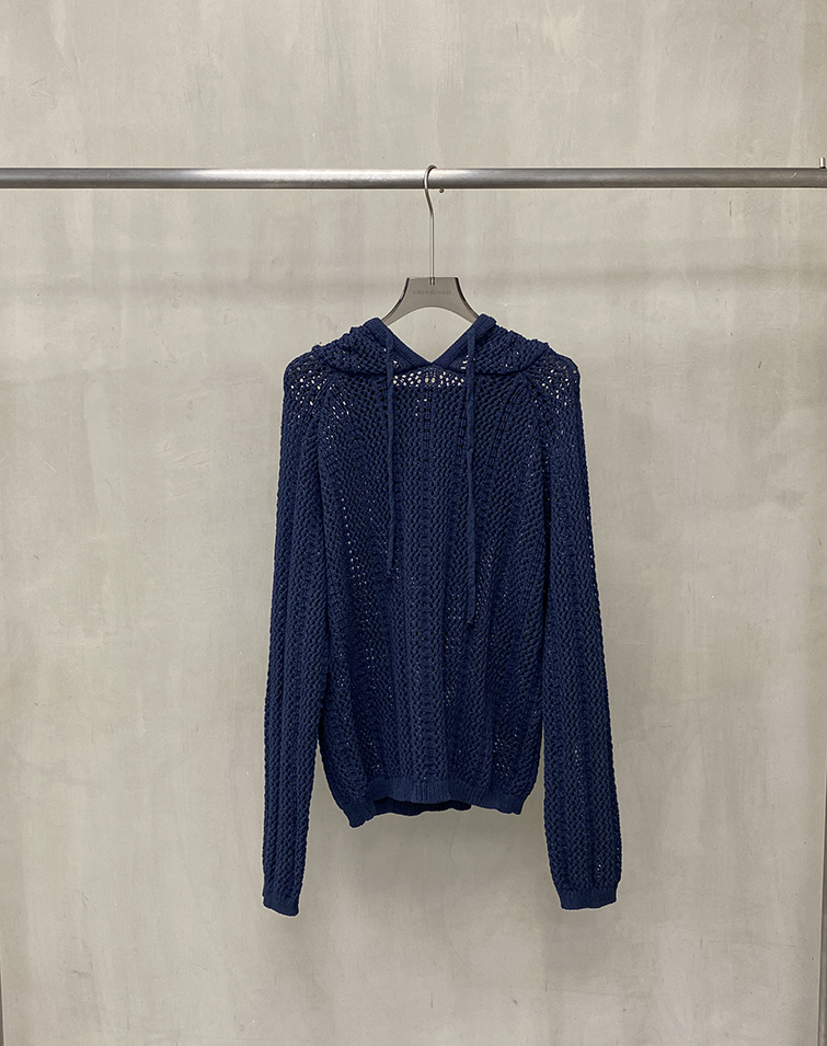 TEXTURED KNIT HOODED SWEATSHIRT
