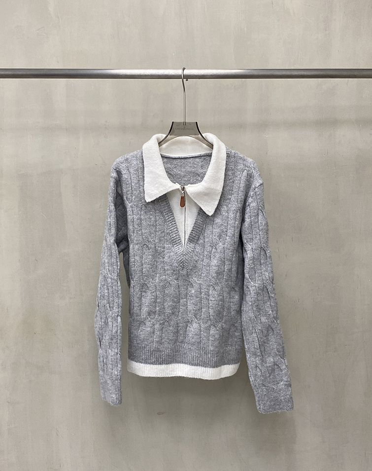 FAUX-LAYERED KNIT TOP