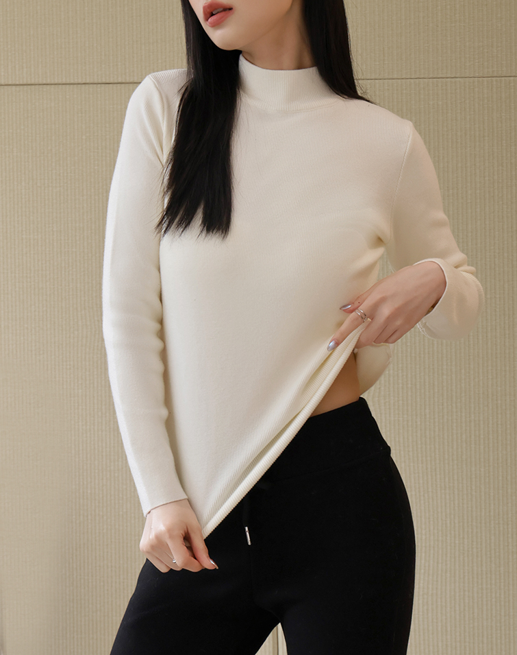 SOFT TOUCH MOCK NECK RIBBED KNIT TOP