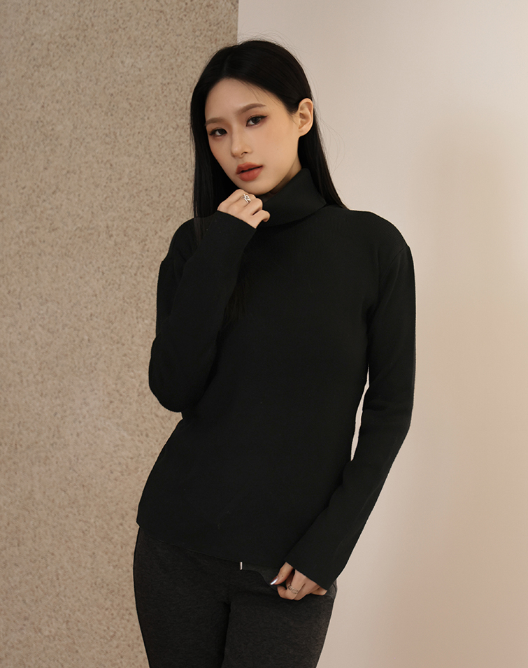 SOFT KNIT STAND COLLAR TOP